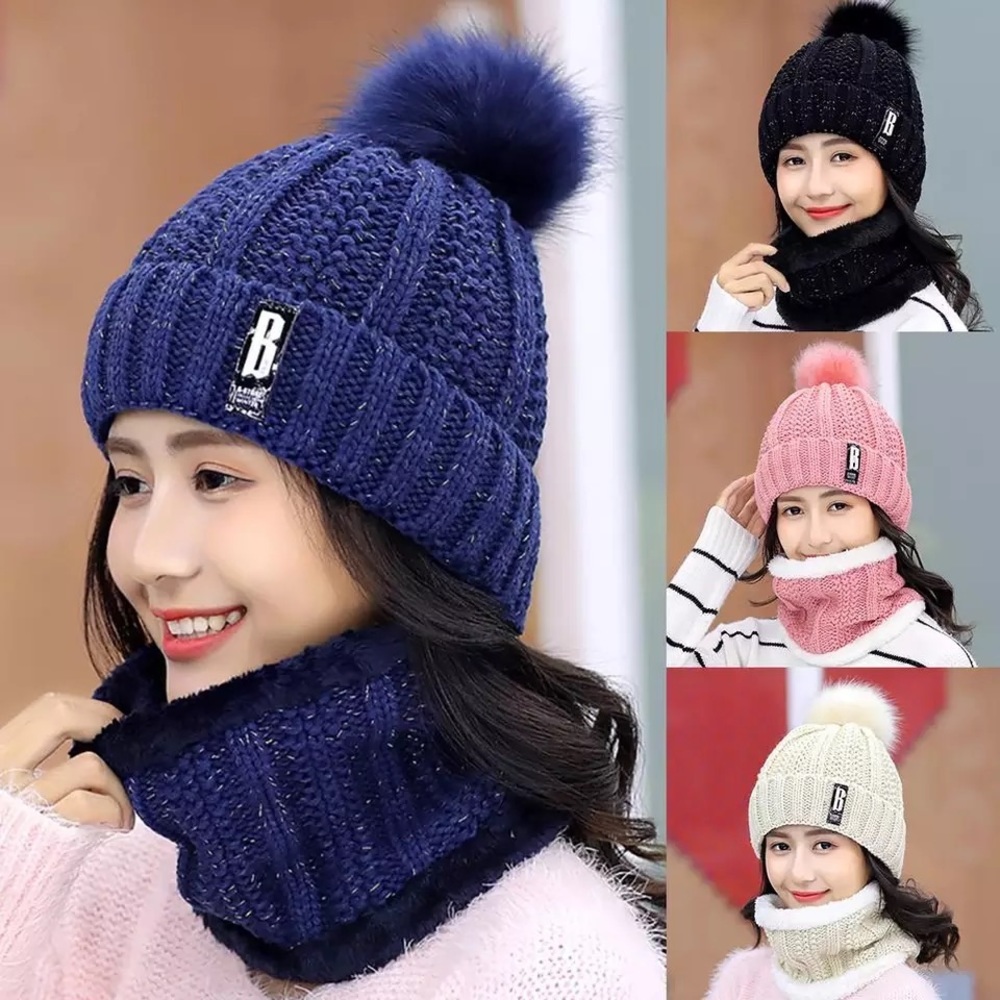 winter womens hats and scarves new beanie sets include neck - Picture 3 of 3